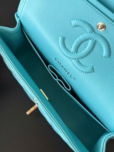 Chanel Classic Flap Bag in Turquoise/Aqua Blue Quilted Leather