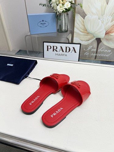 Prada Logo Flat Slide Sandals