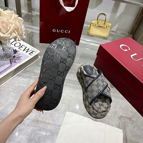 Gucci GG Supreme Canvas Crossover Platform Sandal