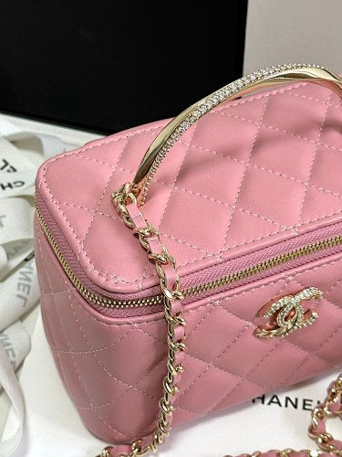 Chanel Pink Quilted Vanity Case