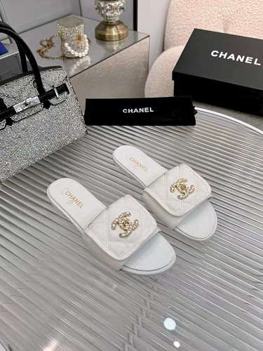 Chanel Quilted CC Logo Slide Sandals
