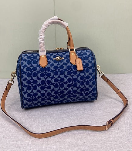 Coach Blue Denim Signature C Rowan Satchel