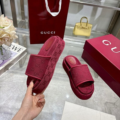 Gucci GG Monogram Canvas Flat Slide Sandals