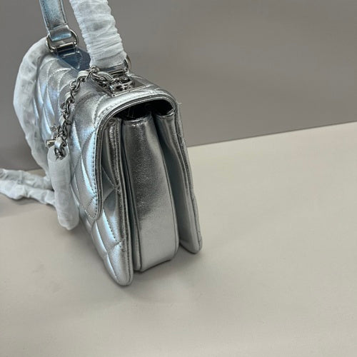 Chanel Metallic Silver Quilted Flap Bag
