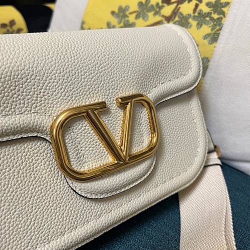 Valentino Garavani V Logo Signature White Leather Shoulder Bag