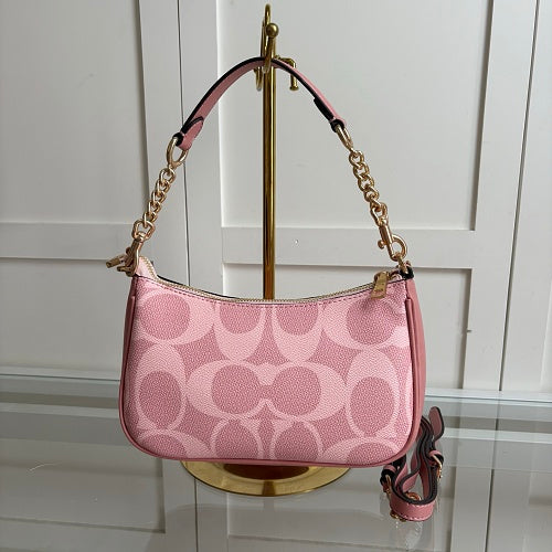 Coach Teri Shoulder Bag in Pink Signature Canvas