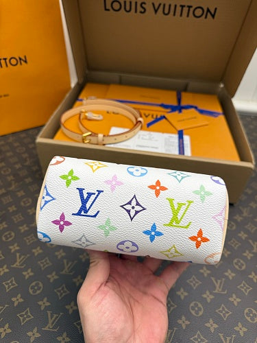 Louis Vuitton × Takashi Murakami Nano Speedy White Monogram Multicolore Canvas
