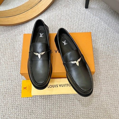 Louis Vuitton LV Initials Black Leather Loafers