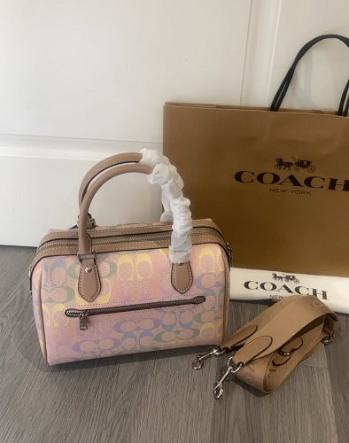 Coach Rowan Satchel in Pastel Multicolor Signature Canvas