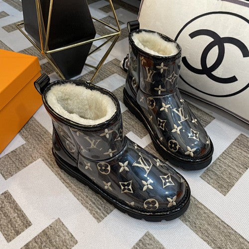 Louis Vuitton Monogram Fur-Lined Transparent Ankle Boots