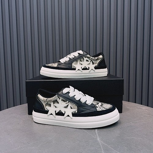 Amiri Skel Top Low Black & White Snakeskin-Print Sneakers
