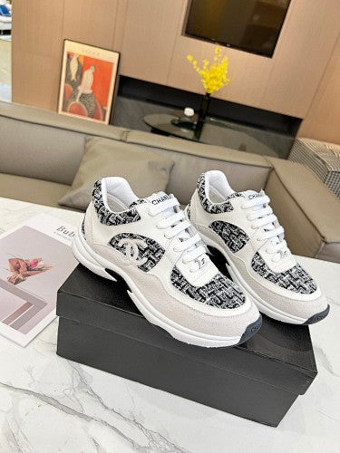 Chanel CC Tweed & Leather Chunky Low-Top Sneakers