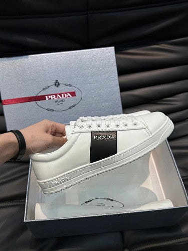 Prada White Leather Low-Top Sneakers