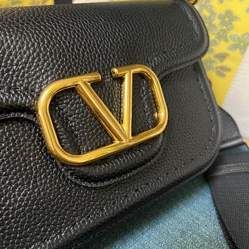 Valentino Garavani VLogo Signature Black Leather Shoulder Bag