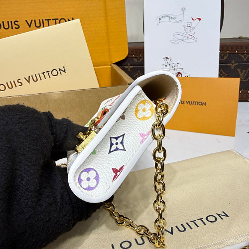 Louis Vuitton Pochette Métis East West White Monogram Multicolore Canvas