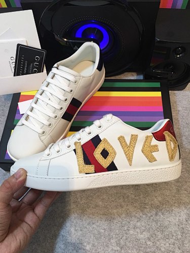 Gucci Ace “Loved” Embroidered Web Sneakers
