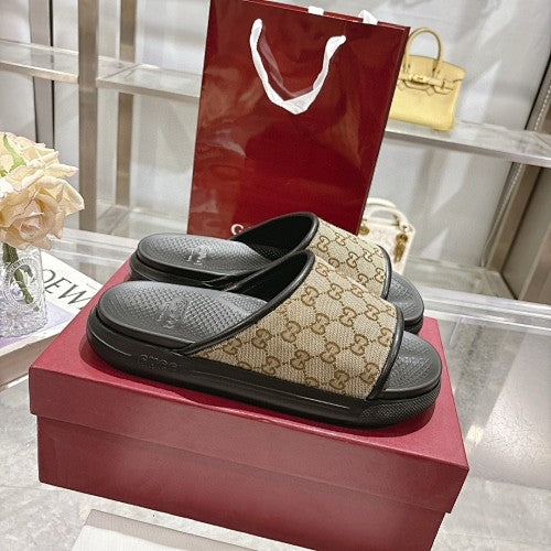 Gucci GG Supreme Monogram Platform Slide Sandals