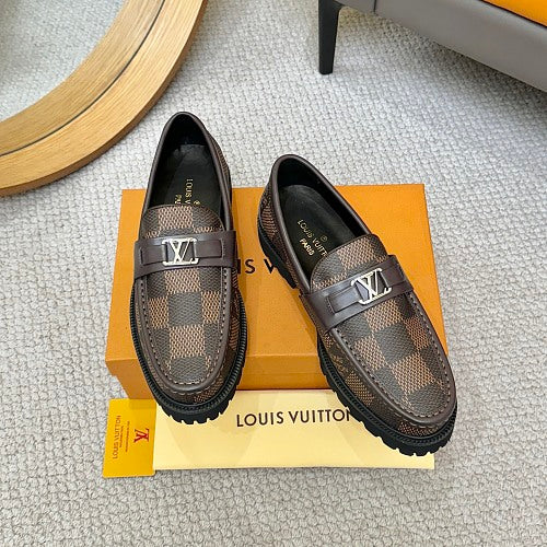 Louis Vuitton LV Initials Damier Ebene Chunky Lug-Sole Loafers