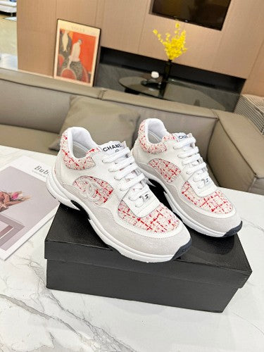 Chanel CC Tweed & Leather Chunky Low-Top Sneakers