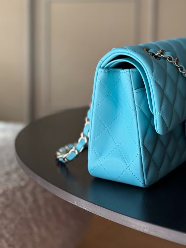 Chanel Classic Flap Bag in Turquoise/Aqua Blue Quilted Leather
