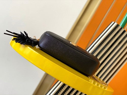 Saint Laurent (YSL) Black Lou Camera Bag (Gold)