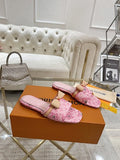 Louis Vuitton Floral Monogram Bow Flat Mule Slides