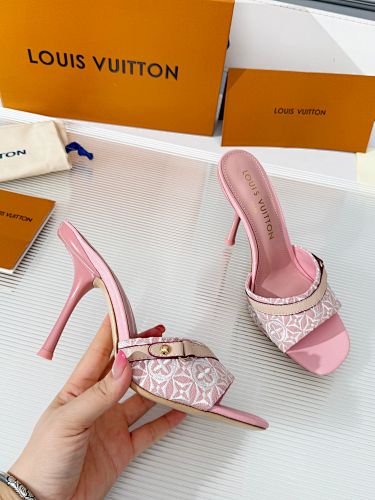 Louis Vuitton monogram mule sandals / heeled slide sandals