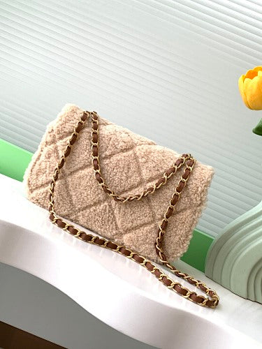 Chanel Shearling Quilted Flap Bag