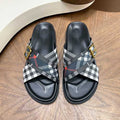 Burberry Check Criss-Cross Buckle Slide Sandals