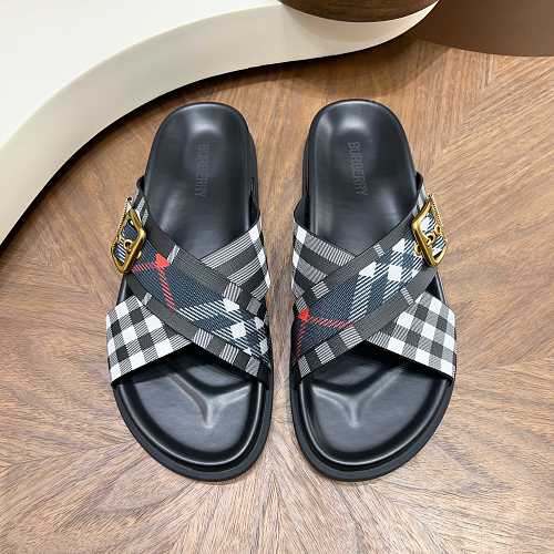 Burberry Check Criss-Cross Buckle Slide Sandals