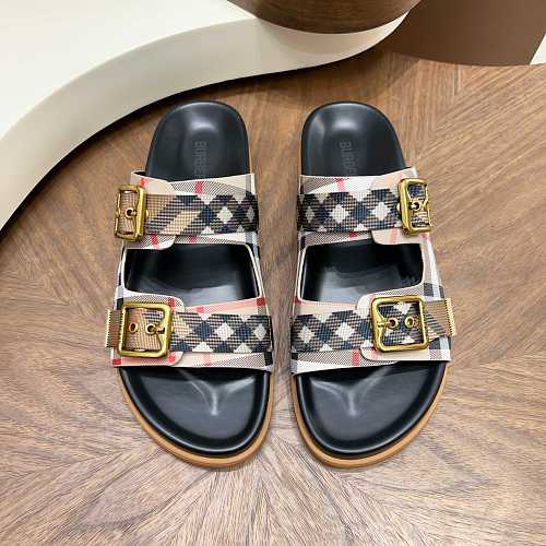Burberry Vintage Check Double-Buckle Slide Sandals