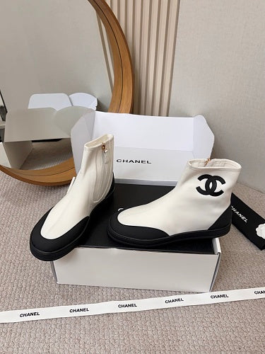 Chanel CC Logo Sock Ankle Boots