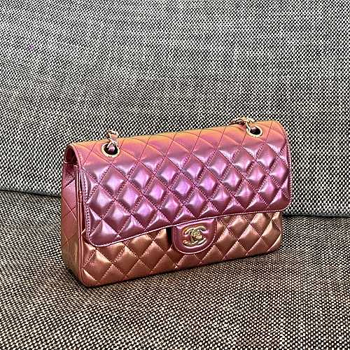 Chanel Classic Flap Bag Metallic Pink Ombré Quilted Leather