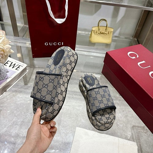Gucci GG Monogram Canvas Flat Slide Sandals