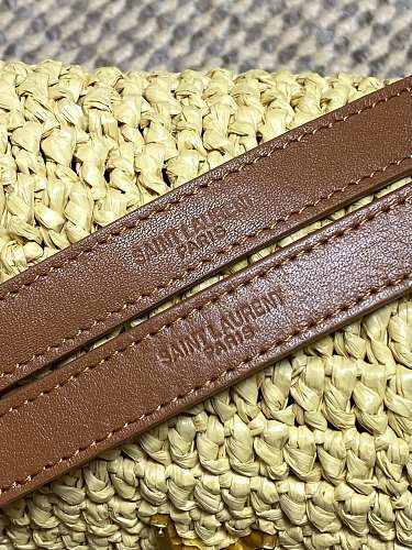 Saint Laurent (YSL) Natural Raffia Crochet Niki-Style Flap Bag
