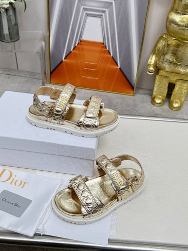 Dior Dioract Cannage Metallic Flat Sandals