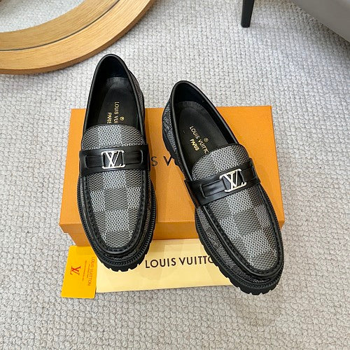 Louis Vuitton LV Initials Damier Graphite Lug-Sole Loafers