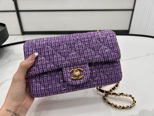 Chanel Purple Tweed Mini Flap Bag