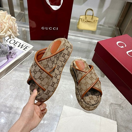 Gucci GG Monogram Canvas Platform Slide Sandals