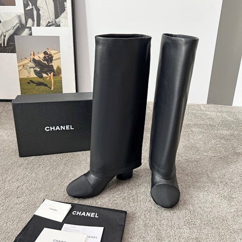 Chanel CC Logo Knee-High Riding Boot