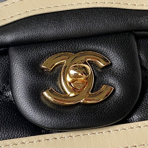 Chanel Black & Beige Two-Tone Quilted Flap Bag
