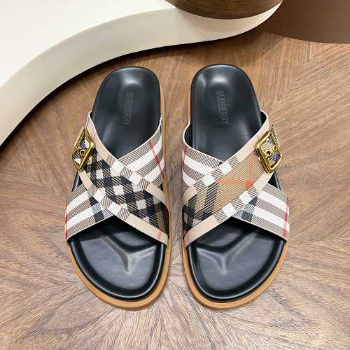 Burberry Vintage Check Criss-Cross Buckle Slide Sandals