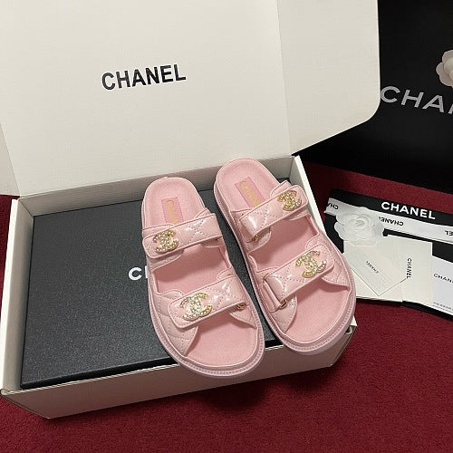 Chanel Pink Quilted CC Dad Sandals