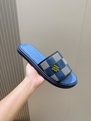 Louis Vuitton Damier Graphite Checkered Slide Sandals