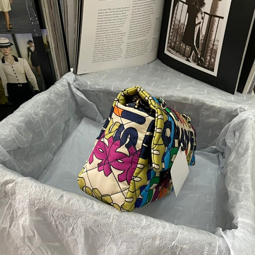 Chanel Multicolor Graffiti Logo Quilted Flap Bag