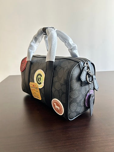 Coach Black Signature Patch Boston Bag