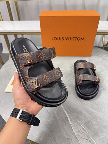 Louis Vuitton LV Trainer/Pool-Style Double-Strap Slide Sandals