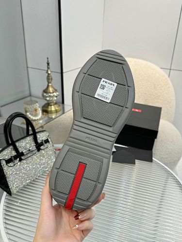Prada Collapse–style Re-Nylon leather sneakers