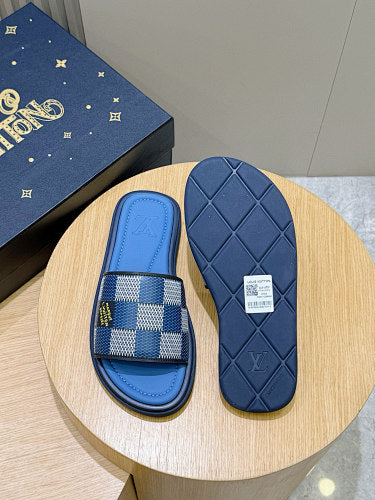 Louis Vuitton Damier Graphite Checkered Slide Sandals