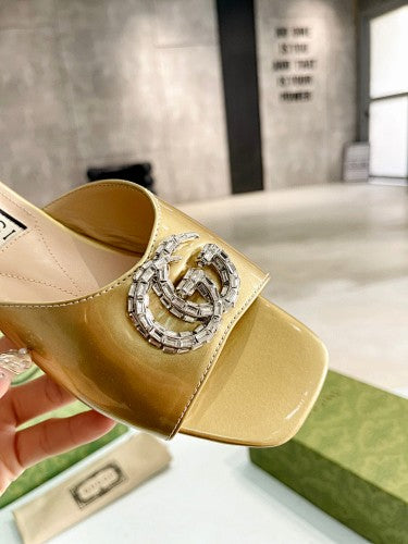 Gucci Double G crystal-embellished slide sandals